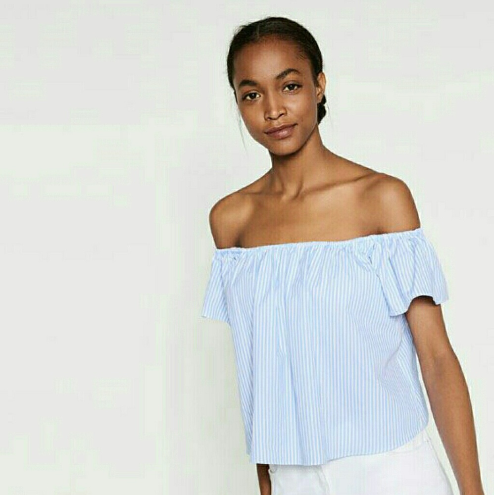 Brand New Zara Striped Off the Shoulder Top